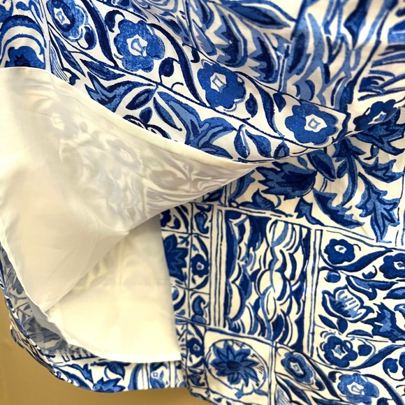 NWT Ann Taylor beautiful blue white tile print side tie sarong wrap skirt size 2 - Picture 7 of 15